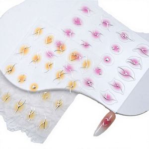 Autocollants 5D en relief pour ongles, motifs fleurs, pétales, lignes, décalcomanies, breloques d'été, papillons, sliders en relief, décoration DIY pour manucure - Product Image 1