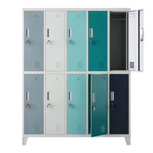 Casier métallique personnalisable à 10 portes avec serrure à clé, armoire de rangement industrielle pour vestiaire d'hôpital, construction en acier - Product Image 1