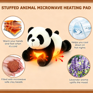 Peluche di Panda Profumato alla Lavanda per Microonde, Cuscino Riscaldante con Semi di Lino per Terapia <span class=keywords><strong>Caldo</strong></span>/Freddo, Regalo di Compleanno - Product Image 2
