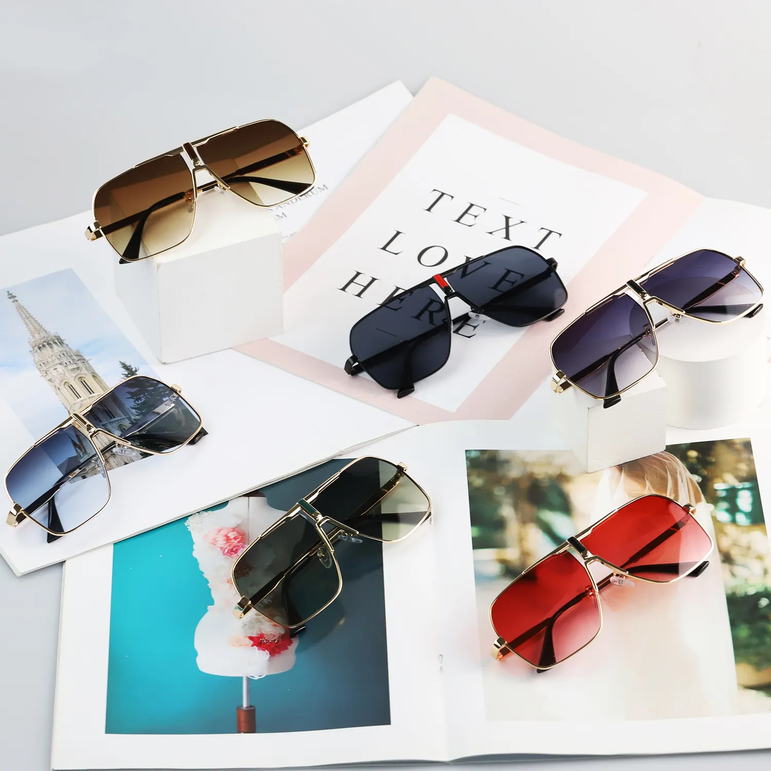2022 Personality Luxury Sunglasses Men and Women Color UV400 Retro Glass Fashion Design Retro Sun Glasses Male