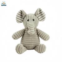 Jouet en peluche pour animaux de compagnie en velours côtelé rayé, lavable, personnalisé par le fabricant, mignon cochon éléphant élan cheval, jouet à mâcher couineur pour chien, CPC ODM