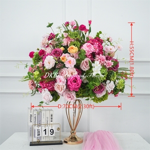 DKB Wholesale Handmade Light weight Realistic Pink Rose Hydrangea <b>Flower</b> Ball Centerpieces Luxury Artificial Silk - Product Image 2
