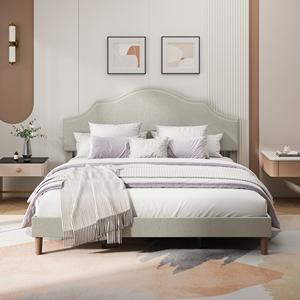 <span class=keywords><strong>Lit</strong></span> plateforme Willsoon moderne en tissu capitonné doux avec tête <span class=keywords><strong>de</strong></span> <span class=keywords><strong>lit</strong></span> festonnée, support en <span class=keywords><strong>lattes</strong></span> <span class=keywords><strong>de</strong></span> <span class=keywords><strong>bois</strong></span> et pieds élégants pour chambre à coucher - Product Image 2