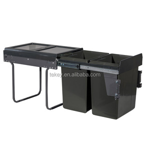 2X20L Concealed Door Mounted <strong>Twin</strong> Kitchen <strong>Bin</strong> Over Cabinet Soft Runners Plastic PP Pull Out Garbage <strong>Bin</strong> - Product Image 1