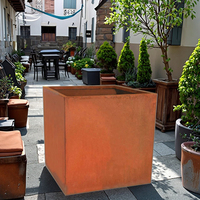 Jardinière carrée en acier corten rouillé durable en forme de cube boîte à fleurs en métal pour jardin, porte d'entrée, patio