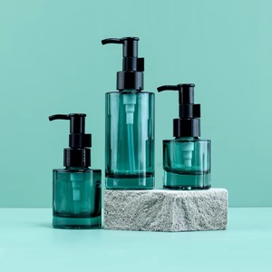 Dispensador superior de prensa de vidrio redondo, contenedor de champú de 120ml, recarga de <span class=keywords><strong>baño</strong></span> sostenible - Product Image 2