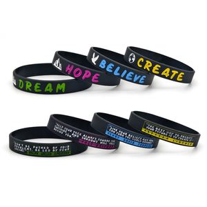 Pulsera de Silicona Inspiradora con Frases Motivadoras Dream Create Believe Hope, Correa de Muñeca de Goma - Product Image 5