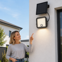 Projecteur solaire intelligent 10W avec télécommande, mode d'éclairage personnalisable, luminosité réglable, minuterie, conception séparée, lampe de sécurité extérieure