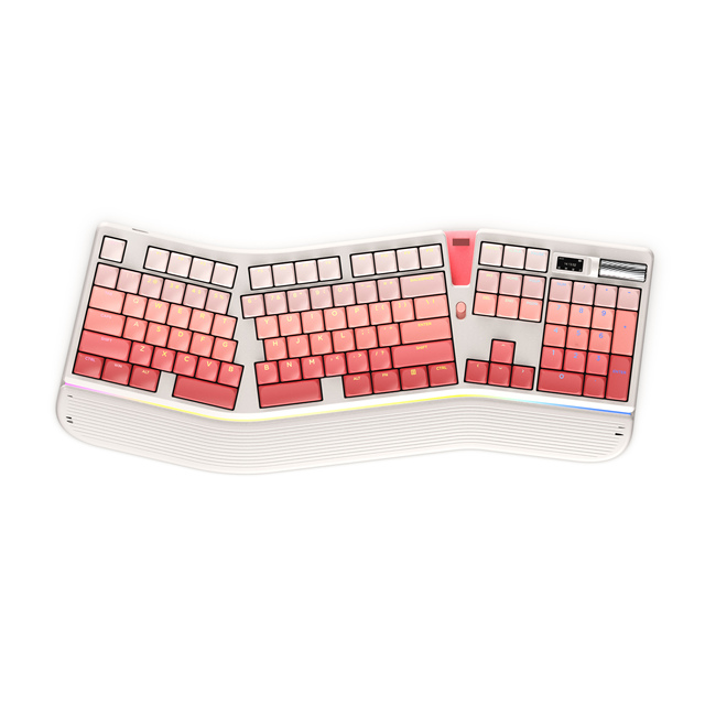with TFT Screen Display  Hot Swappable RGB Tri Mode Wireless + Wired +BT Gaming Rechargeable Mechanical RGB Ergonomic Keyboard