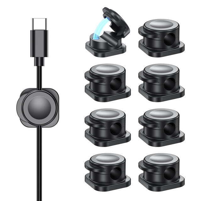 Magnetic Desk Data Charge Cable Organizer with Holder and Hook Type