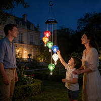 Ballon à air chaud solaire LED coloré, carillon éolien, décoration de jardin suspendue en extérieur