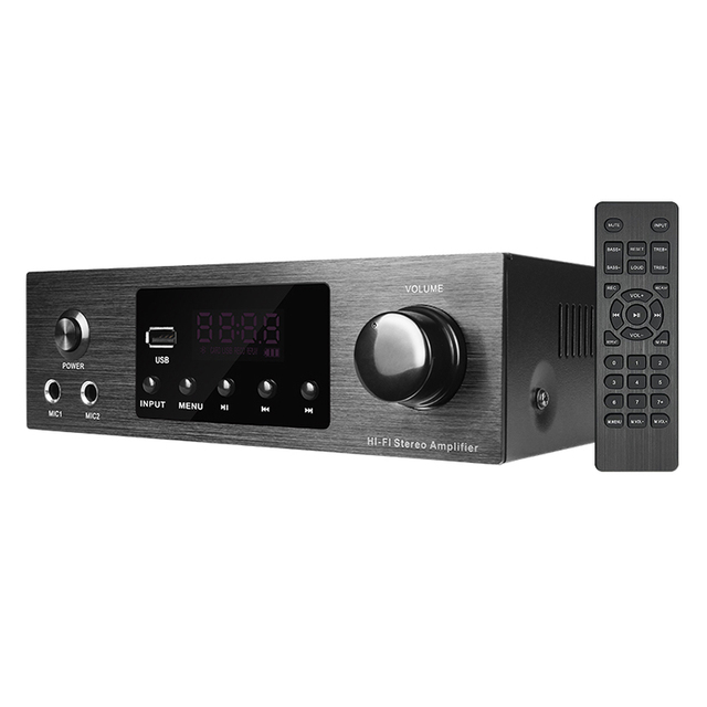 Professional Car & Home 2-Channel 120W Power Amplifier with DC & AC Input Remote Control for Home Theater