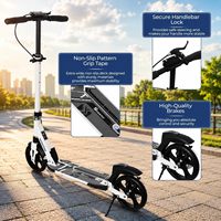 Patinete plegable portátil para ir al trabajo, con campana, freno de mano y altura ajustable, empuje manual, patinetes para niños de 8 a 12 años