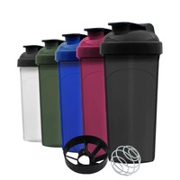 Gourde de sport portable sans BPA en PP, anti-fuite, pour protéines, 500ml/700ml, revêtement compatible lave-vaisselle, vente en gros