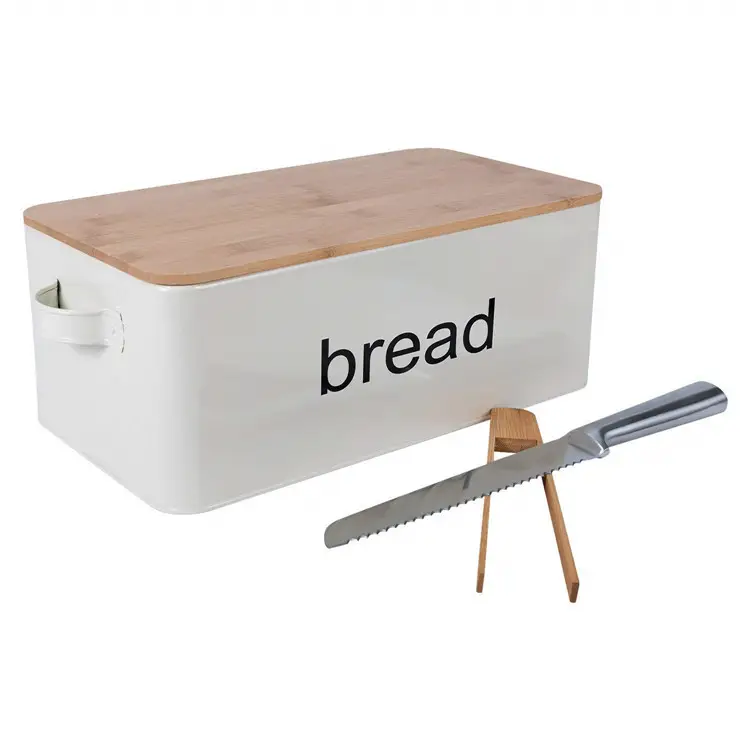 Klasik ekmeklik köşe kutusu ekmek kutusu ile bambu kapak