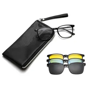 6201 TR90 Polarized Magnetic Sunglasses 3 in 1 Clip on Sunglasses Anti-Blue Light Optical Frame Factory