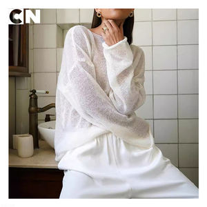 ผู้ผลิตเสื้อสเวตเตอร์ที่ได้รับการรับรอง GRS ขายส่งเสื้อสเวตเตอร์ถักแบบโปร่งลายฉลุ เสื้อสเวตเตอร์ไหมพรมบางเบาสำหรับผู้หญิง - Product Image 3