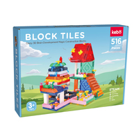 Kit Konstruksi Ubin Magnetik dan Balok Bangunan 516 PCS untuk Anak-Anak, Konstruksi Terbuka dan Permainan Kreatif