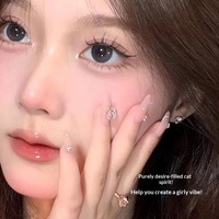 Mengjie Shangpin Faux cils naturels style manga, 12 rangées, haute capacité, en poils synthétiques doux et légers, effet chat-elfe, en grappe unique