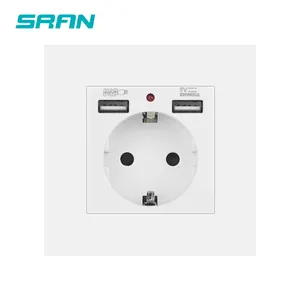 EU Power Socket ,Socket With Usb Charging Port and Type c 2.1A 16A Gray PC Panel 86mm*86mm Russia Spain Wall Socket SRAN
