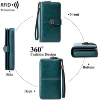 Dompet kulit PU wanita, kapasitas besar mewah Multi Organizer kartu kredit pemegang kartu kredit pemblokir RFID