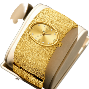 <b>Vintage</b> Fashion Quartz <b>Watch</b> Yalalusi Ladies with Alloy Bracelet Elegant Oval Dial Luxurious Gold Finish Retro Design - Product Image 1