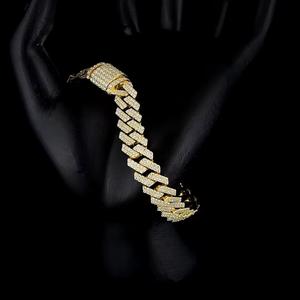 Bracelet cubain en argent sterling 925 sur mesure, style Miami Iced Out, avec moissanite VVS, 10 mm, 12 mm, 14 mm, pour homme. - Product Image 3