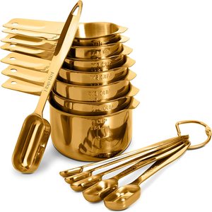 Tùy Chỉnh Tiện Ích Nhà Bếp Baking Công Cụ Tất Cả Trong Một Thép Không Gỉ Đo Cup Rose Gold Đo Muỗng Ly Và Spoon Set - Product Image 1