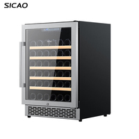 SICAO Home Bar Mini Acier Inoxydable Verre Boisson Vin Rouge Refroidisseur Armoire Réfrigérateur Réfrigérateur Bleu LED 2-22C °