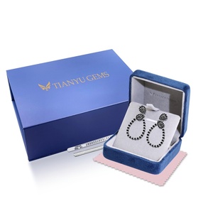 ต่างหูห้อยเพชรโมอิสสีดำประดับอัญมณี Tianyu ต่างหูชุบทองหนา18K แบบ925อินเทรนด์ต่างหูเงินสเตอร์ลิง - Product Image 6