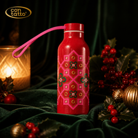 CONTATTO 500ml Luxus-Geschenkflasche mit 5D-Prägung und Goldfolie, 304 Edelstahl-Vakuum-Wasserflasche, Neujahrs-Andenken