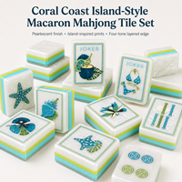 Juego de Mahjong Americano con Temática de Verano de la Costa Coralina, 160 Fichas Acrílicas para Regalos Navideños