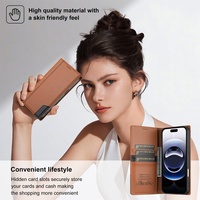 Étui portefeuille en cuir pour iPhone 17 13 14 15 16 Pro Max XS MAX avec porte-cartes, support et protection antichoc