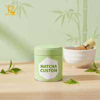 Tinsmaker Vente en gros de boîtes en métal personnalisées imprimées pour poudre de matcha, grains de café, boîtes en étain pour thé vert matcha, emballage 60x60 73x73