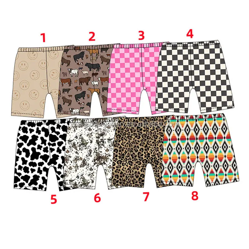 Shorts de motociclista para bebês de 0-16 anos, com estampa mista personalizada, tecido de seda e leite, shorts de cintura alta para meninas