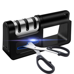 Aiguiseur de couteaux de cuisine portable 4 en 1, outil manuel à 3 étapes, lame en diamant, aiguiseur à pierre céramique à 3 étapes, acier métallique - Product Image 1