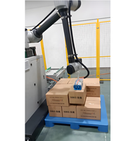 Robot collaboratif (Cobot) à bras manipulateur pour palettisation automatique haute productivité de 20 kg, idéal pour les fabricants de canettes de boissons, bouteilles et cartons.