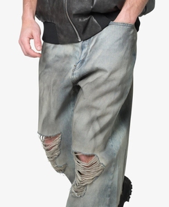 Jeans en denim déchiré à coupe ample avec panneaux et patchs, lavage à la boue <span class=keywords><strong>bleu</strong></span> vintage, design personnalisé Balenciasgaed pour hommes, nouveau modèle 2026 - Product Image 5