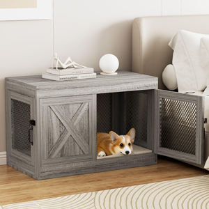 Mueble de Madera <span class=keywords><strong>para</strong></span> Perros, Caseta Interior con Puertas Dobles y Cojín, <span class=keywords><strong>Casa</strong></span> <span class=keywords><strong>para</strong></span> Mascotas de Madera Resistente <span class=keywords><strong>para</strong></span> Perros Medianos - Product Image 2