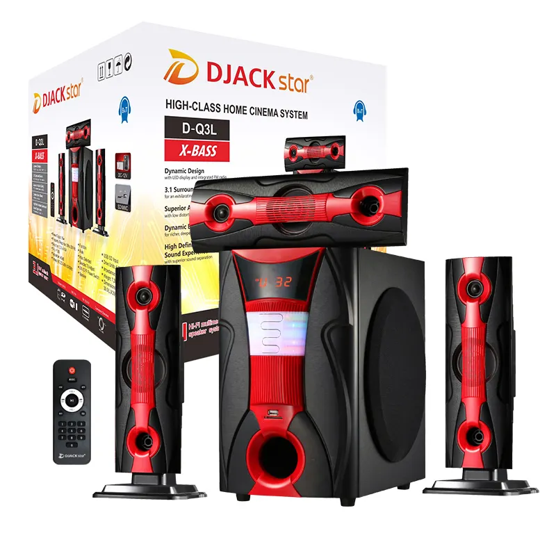 SONAC TG-Q3L 3.1Speaker dengan Remote,3.1Home Theater 3D Surround Sound,Subwoofer Masukan dengan Nirkabel/SD/USB, Fungsi FM