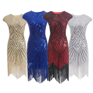 Yingyi nuovo Gatsby anni '20 vintage flapper charleston nappa paillettes dorato rosso nero blu rosa vestito