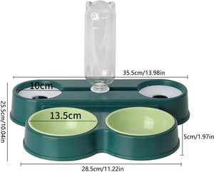 ชามสุนัขพลาสติกสองชามพร้อมขวดน้ำแบบพกพา - Product Image 2