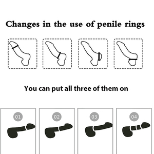 3 teile/satz Cock Ring Verzögerung Ejakulation Spielzeug für Erwachsene für Männer Dick Vergrößerung Silikon Penis Ring Männlich Sexspielzeug Stärkere Erektion - Product Image 3