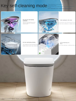Toilet Pintar Keramik Desain Minimalis Permukaan Antibakteri Kontrol Jarak Jauh Dual-Flush Lampu Malam Pemanas Dudukan S-Trap/P-Trap