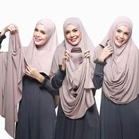 Collection de hijabs faciles à porter en gros Écharpe de Dubaï de couleur unie adorée Châles de hijab à double boucle instantanée en jersey musulman de qualité supérieure