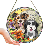 Exquis UV Imprimé Pet Photo Personnalisé Dessin Animé Anime Style Unique Cadeau Suspendu Acrylique Vitrail En Plastique Porte-clés