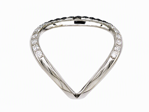 Bague ouverte à double boucle croisée en or 18 carats avec diamants naturels noirs et blancs, bijoux de luxe modernes et contrastés pour femmes, bijoux fins - Product Image 2