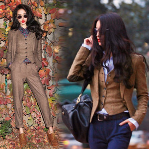 <span class=keywords><strong>Completo</strong></span> Tre Pezzi Retrò Antirughe con Giacca a Maniche Lunghe Lunghezza Caviglia Monopetto in Lana Giacca Snellente Elegante da <span class=keywords><strong>Donna</strong></span> - Product Image 3