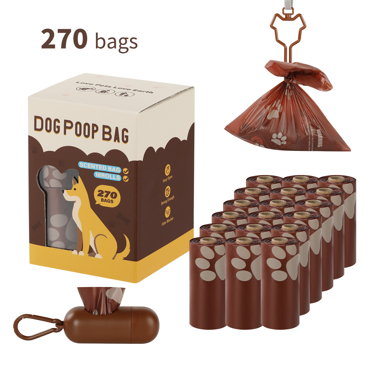 Caja de toallitas húmedas con sabor a café, 18 rollos + dispensador + pinza.