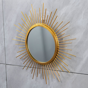 Décoration murale dorée de fond <span class=keywords><strong>Miroir</strong></span> rond suspendu au soleil - Product Image 1